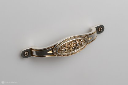 Isabel мебельная ручка-скоба 96 мм старинное серебро с вкраплениями сатинового золота