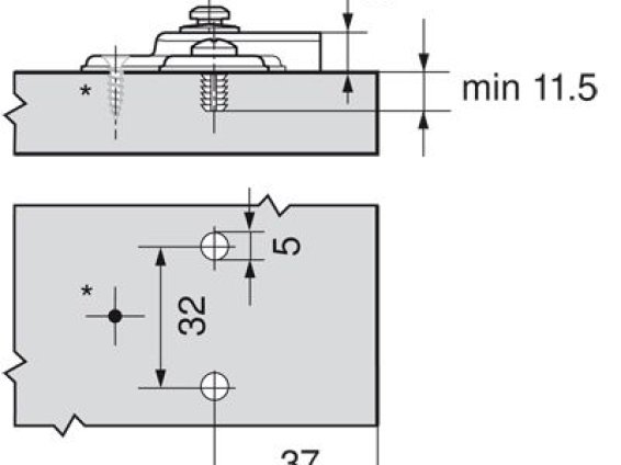 MODUL ответная планка для петли для холодильника, крест., 0 мм, сталь, EXPANDO