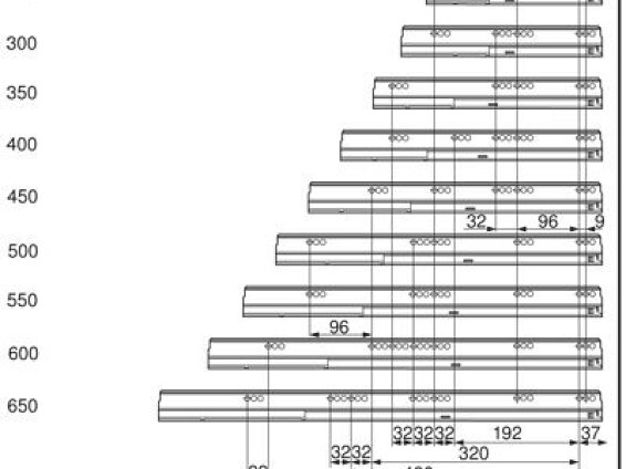 TANDEMBOX TIP-ON, направляющие 50кг, 550мм, комплект